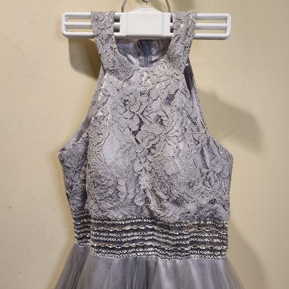 GINDY USA Silver Short Tule sleeveless Homecoming dress size S - Picture 4 of 16